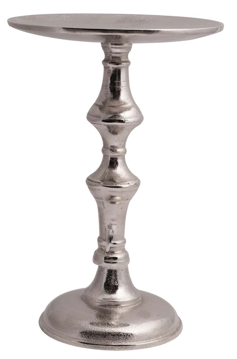 11” Aluminum Pillar Candle-Holder – Silver Tone – Wholesale Vintage-Look Décor / Housewarming Gifts